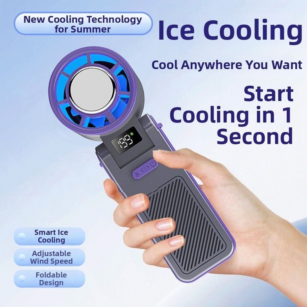 Ice Compress Cool Refrigeration Electric Fan Foldable Personal Cooling Fan Pocket Turbo Fan  Summer