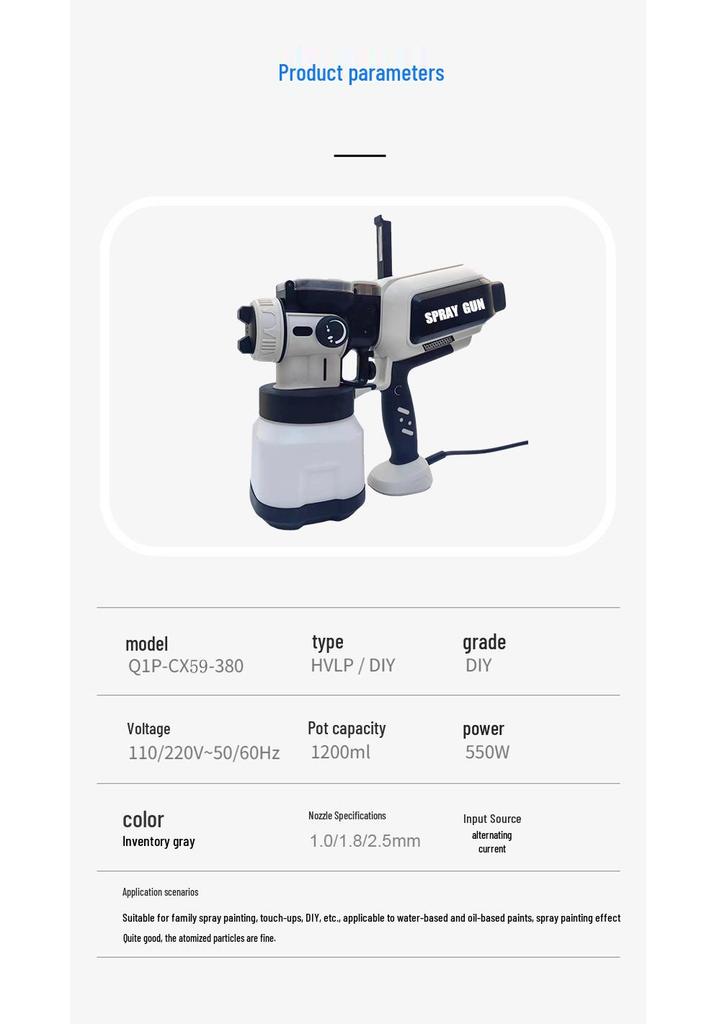 In-Stock Electric Spray Gun with LED Light & Detachable Disinfection Feature