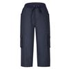 Women Cropped Pants Elastic Waist Adjustable Drawstring Hiking Cargo Pants with Multi