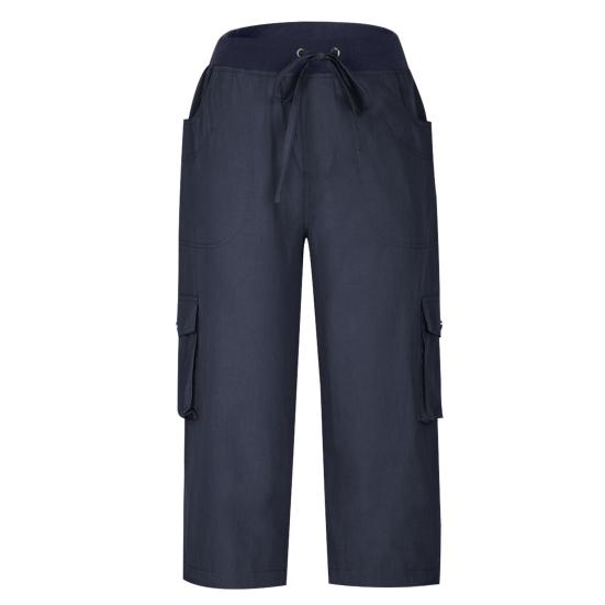 Women Cropped Pants Elastic Waist Adjustable Drawstring Hiking Cargo Pants with Multi