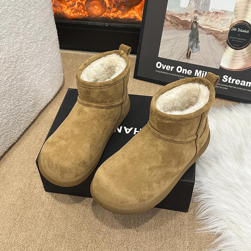 Snow boots cotton shoes new winter velvet thickened northeast lamb wool thick-soled non-slip cotton shoes women's small short boots