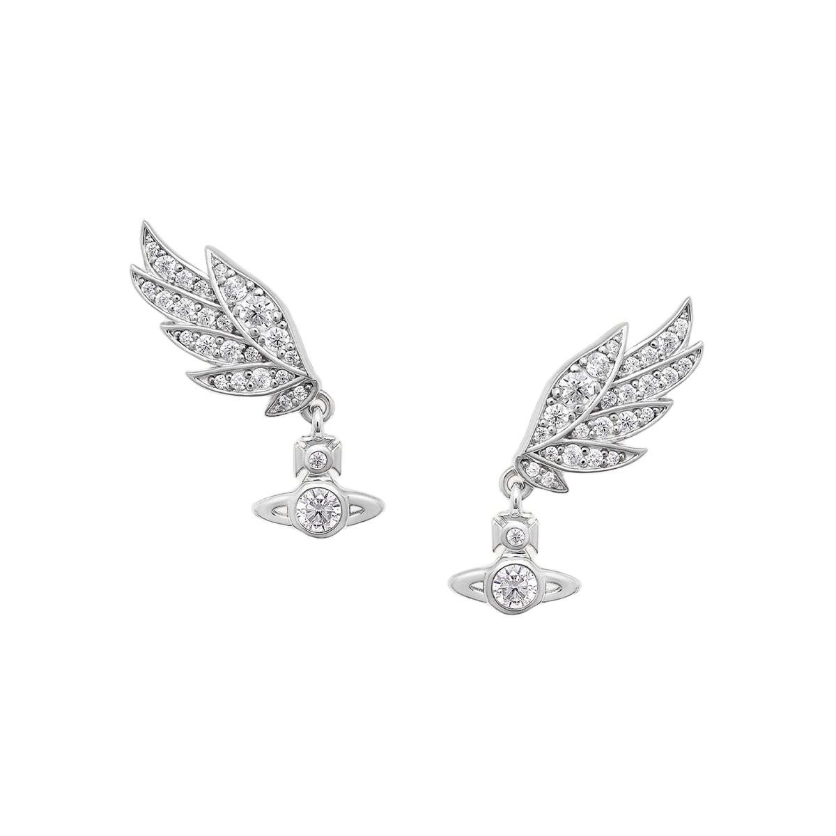 

Vivienne Westwood Wing Design Recycled Silver Earrings Women earrings 6201034L-01P102-SM Basic Packaging-Dust Bag+Box
