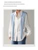 2026 Retro Korean Style Dark Blue Sun Protection Long Sleeve Shirt - Women's Slimming, Loose Fit, Simple Fashion.