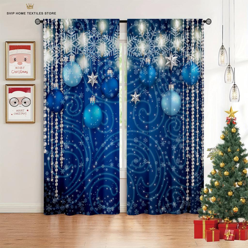 Children's Favorite Cartoon Christmas Santa Curtains, 2 Panel, Boys, Girls Room, Bedroom, Living Room, Balcony Decor