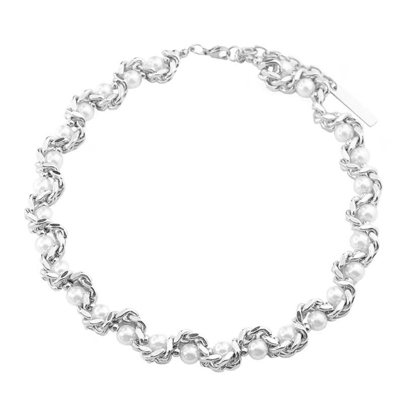 Pearl Necklace Women's Necklace Light Luxury Niche Design Sense Punk Hip Hop Premium Clavicle Chain Necklace