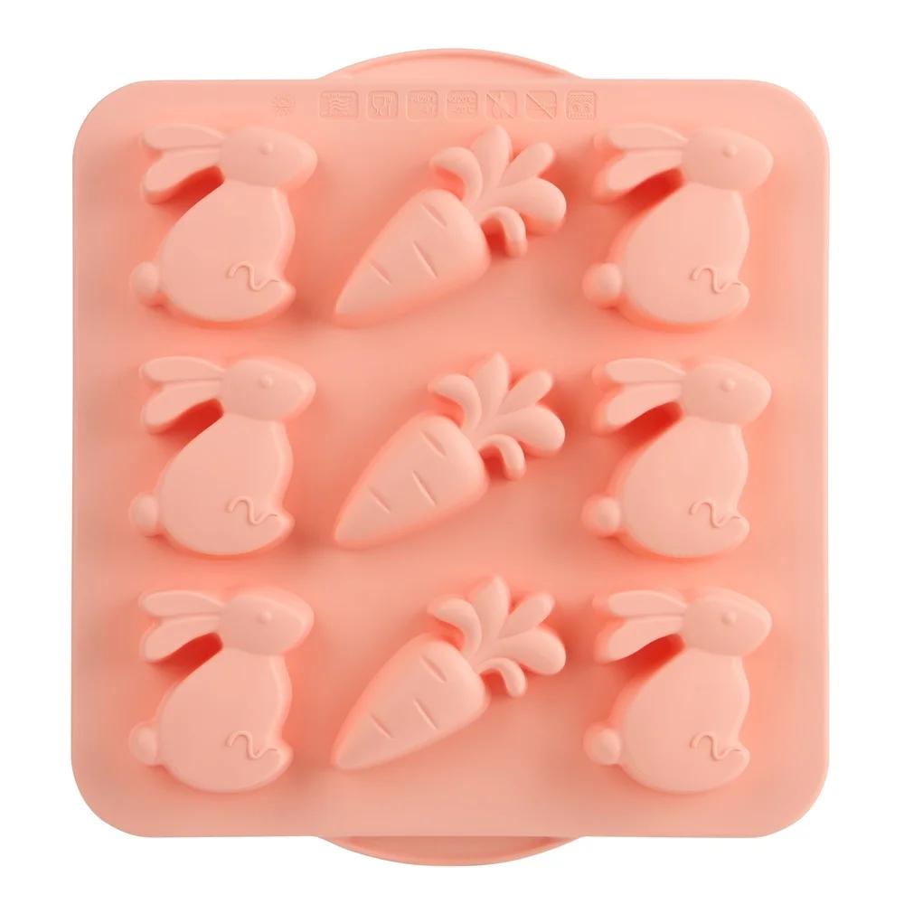 Pink Easter Muffin Pan Sturdy Structured Silicone 9 Count Mold 2 Pack