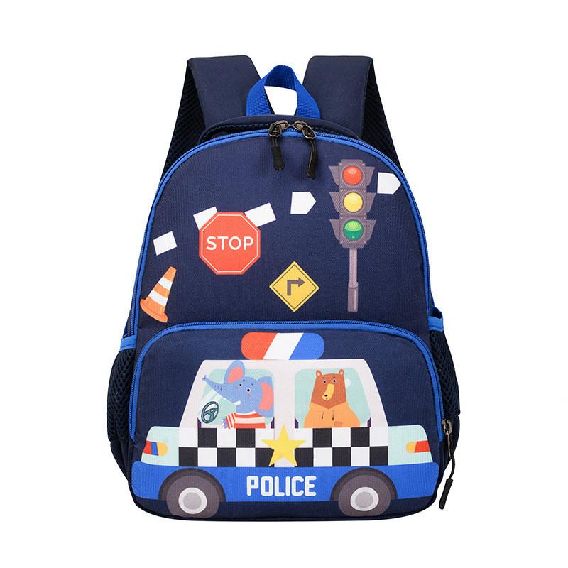 

Playful Dinosaur And Car Backpack For Toddlers Breathable Canvas With Cartoon Print Blue Car