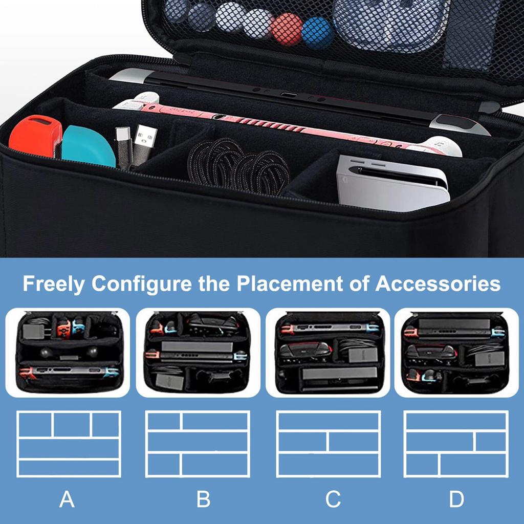 Suitable For Nintendo Switch/Switch Oled Travel Bag, Soft Case Protection, Portable Switch Case, Detachable Compartment