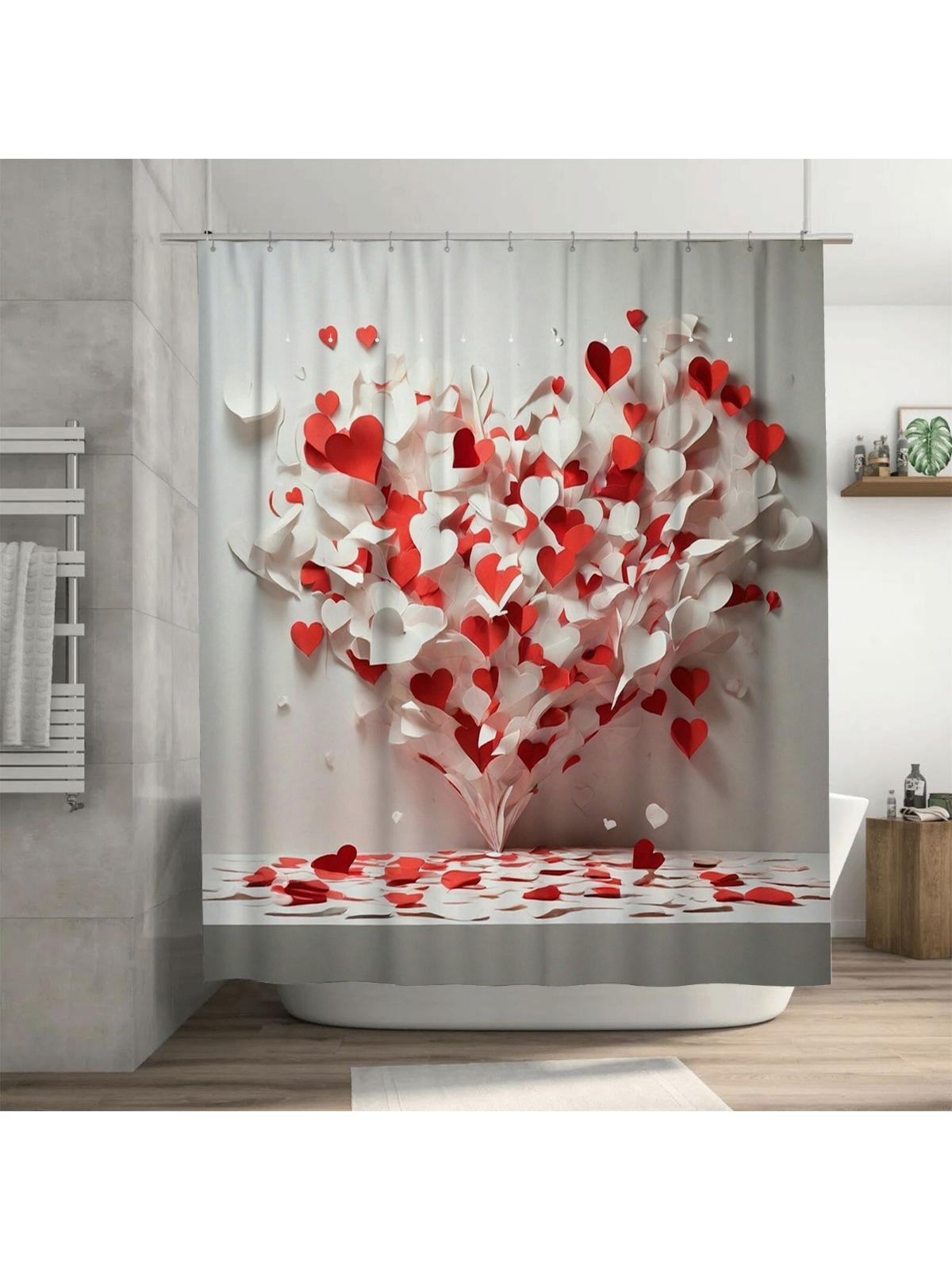 

3D Heart Shower Curtain | Romantic and Modern Bathroom Decor 90X180cm