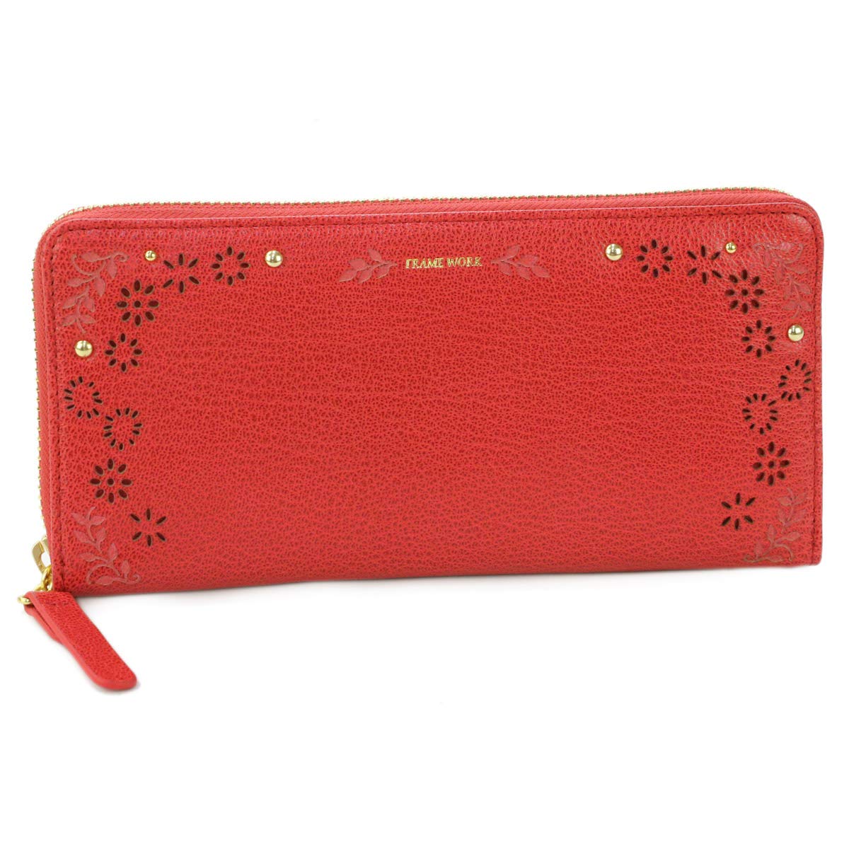 

Long Wallet with Coin Purse Round Zipper Genuine Leather Pleuse Red [Framework] Women s FW-41803-30 червоний