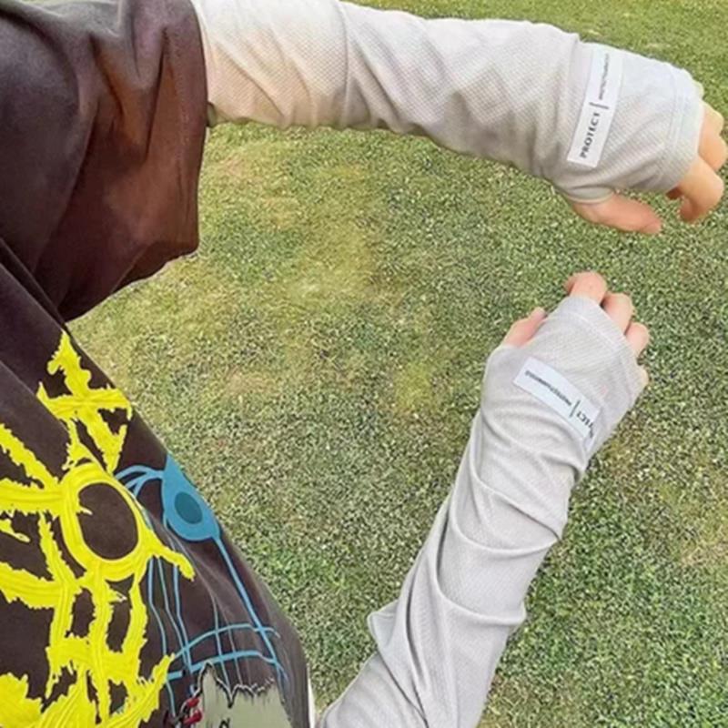 Large Size Men s Ice Silk Sunscreen Sleeves Men s Sun Protection Summer UV Protection Loose Arm Sleeves Driving Outdoor Gloves One Size