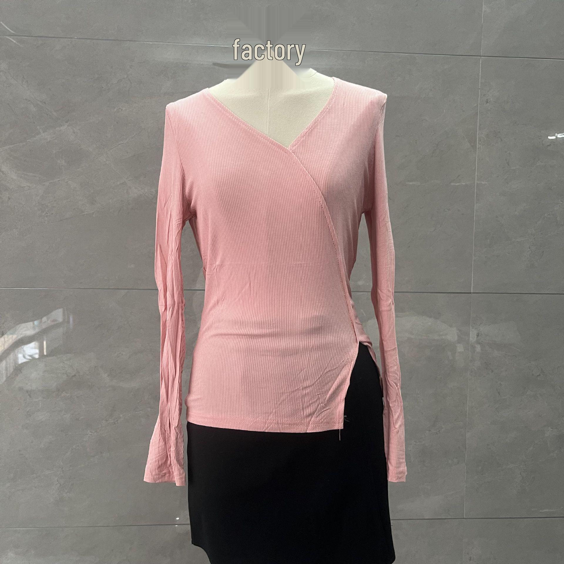 

Шикарный асимметричный вязаный свитер с V-образным вырезом - Приталенный топ с длинным рукавом для осени и зимы M, ~105 lbs