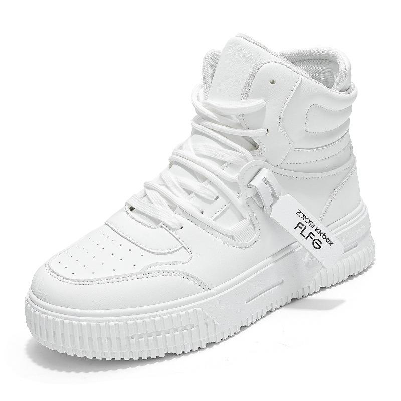 High-top versatile men's shoes autumn and winter tide brand white men's casual board shoes couple sports thick-soled medium-top small white tide shoes