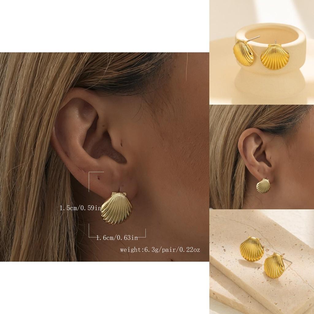 2023 New Gold Geometric Shell Earrings Chic And Trendy Women's Jewelry