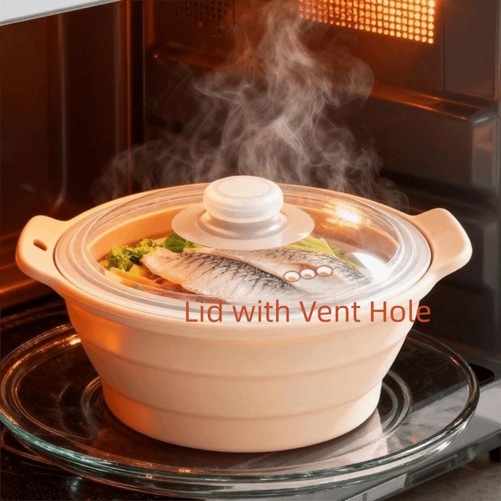 Food Grade Silicone Collapsible Steaming Pot Foldable Microwave Steamer Bowl Picnic