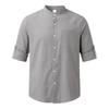 Men S Casual Loose Linen Stand Collar Long Sleeve Shirt