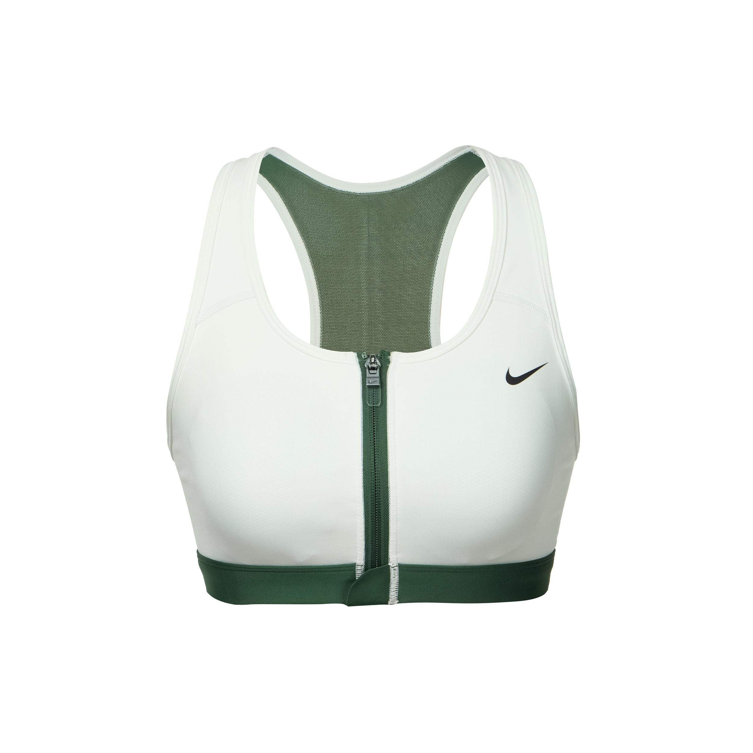 (WMNS) Nike Swoosh Medium-Support Padded Zip-Front Sports Bra White Green Women s FQ0696-121 M