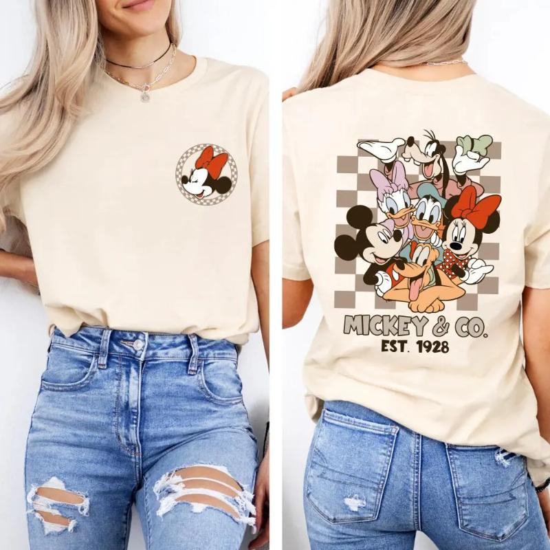 

2026 Summer Mickey and Minnie Graph Tshirt Unisex Fashion Cotton Quality Casual Loose Short Sleeve Classic Unisex S