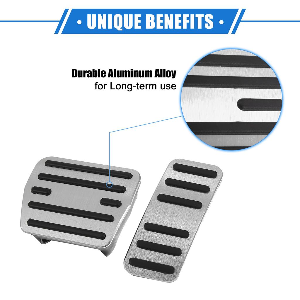 ABSOPRO Car and Brake Pedal Cover Pads for VW Golf and Golf SportWagen Aluminum Silver 2 Pieces Gas, Accelerator, Golf, Alltra, 2015-2020, Non-Slip