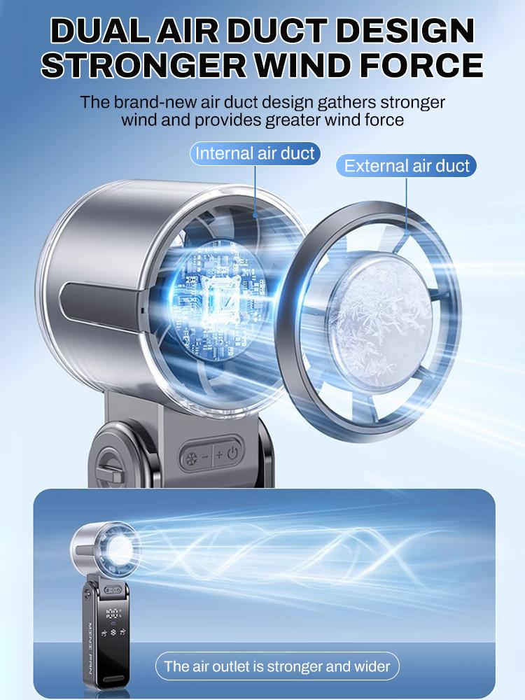 Refrigeration Handheld Fan High-speed Ice Cold Fan Electric Mini Rechargeable 3600mAh 100-level Control Portable Fan Air Cooler