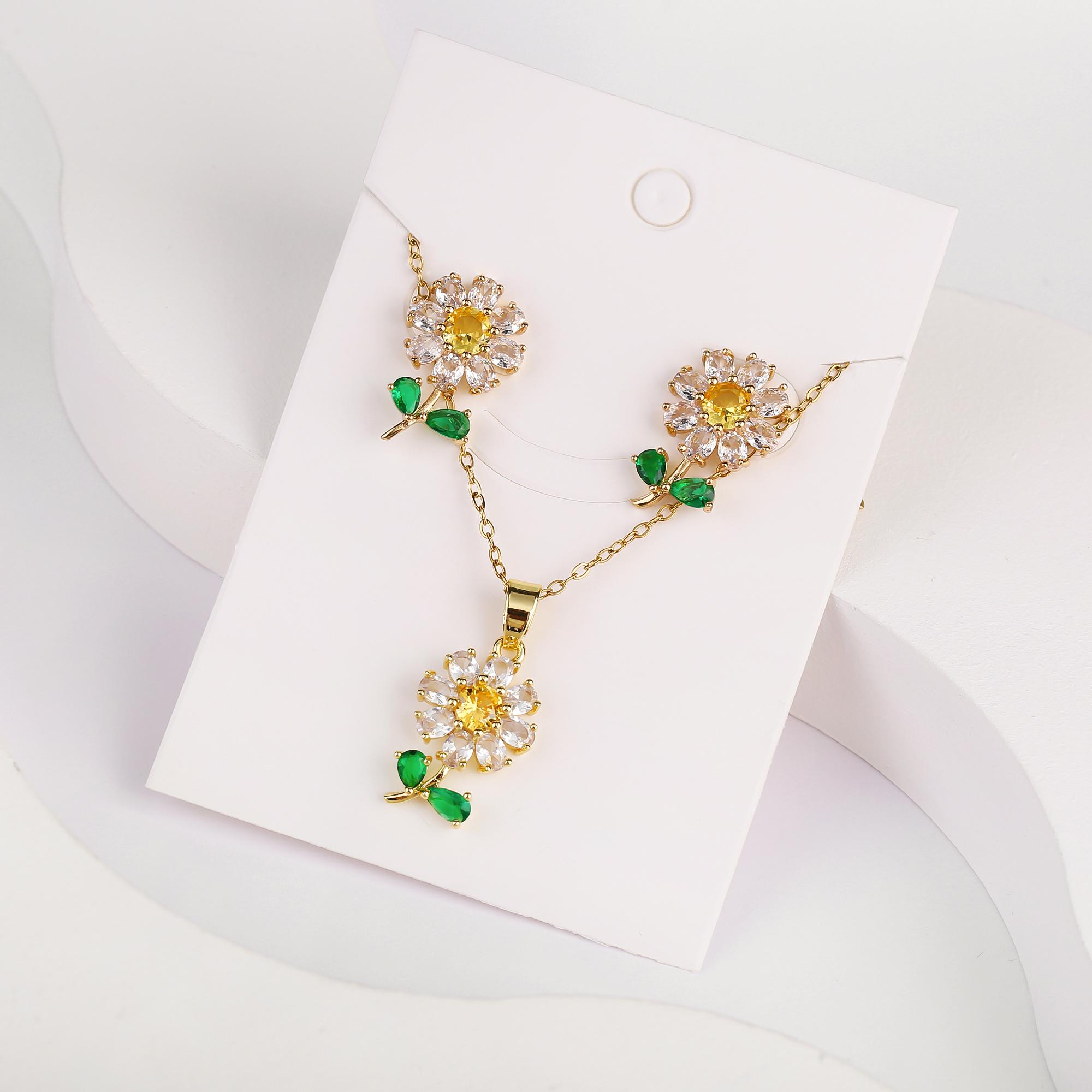 

7 Стилей Классический Позолоченный Ботанический Подвеска Подсолнух Ожерелье Серьги Набор Циркон Новый Тренд Женский Повседневный Вечеринка Циркон Подарок