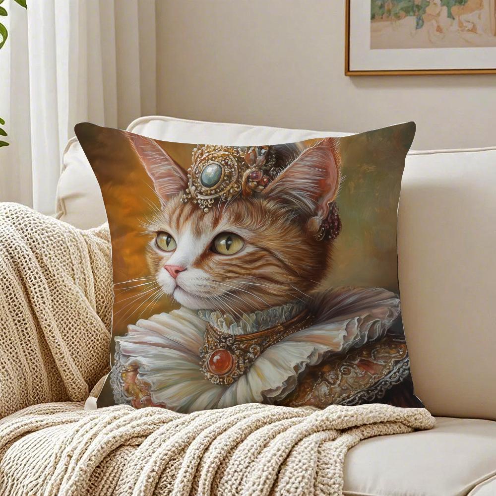 Süße Katze Druck Dekorativ Verspielt Kunst Kissenbezug Kissenbezug Milbenschutz Wohnzimmer Sofa Dekor Kissen Raum