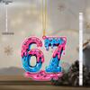 Valentine's Day 67 Number Hanging Ornament - Transparent Acrylic Pendants, Drops & Finials Suitable for Couples Gift, Decor - No Electricity Needed 
