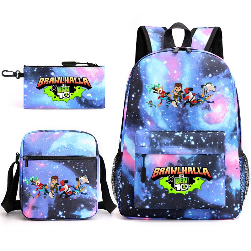New Hacker Junior Starry Sky School Bag Three-piece Set 10 Heat Transfer Personalized Backpack Leisure Bag