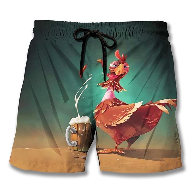 

Men s Animal Graphic Prints Turkey Board Shorts Swim Shorts Swim Trunks Mid Waist Hawaiian Boho Casual 2XL