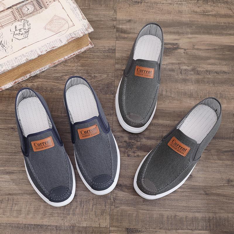Cloth Shoes Men's Canvas Shoes Men's Shoes Low-top One-pedal Spring and Summer Casual Shoes Board Shoes Non-slip Comfortable Work Shoes
