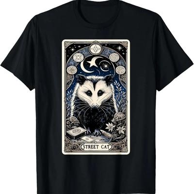 Opossum Tarot Card Street Cat Witchcraft Gothic Possum T-Shirt