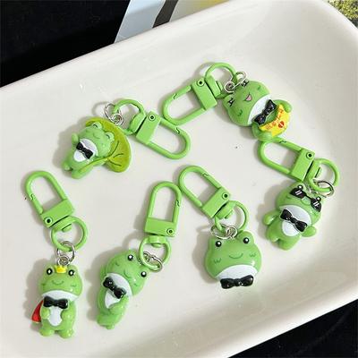 Cute Cartoon Green Frog Keychain Lovely Animal Keyring Handbag Pendant Charms Car Key Accessories For Girls Jewelry Gift