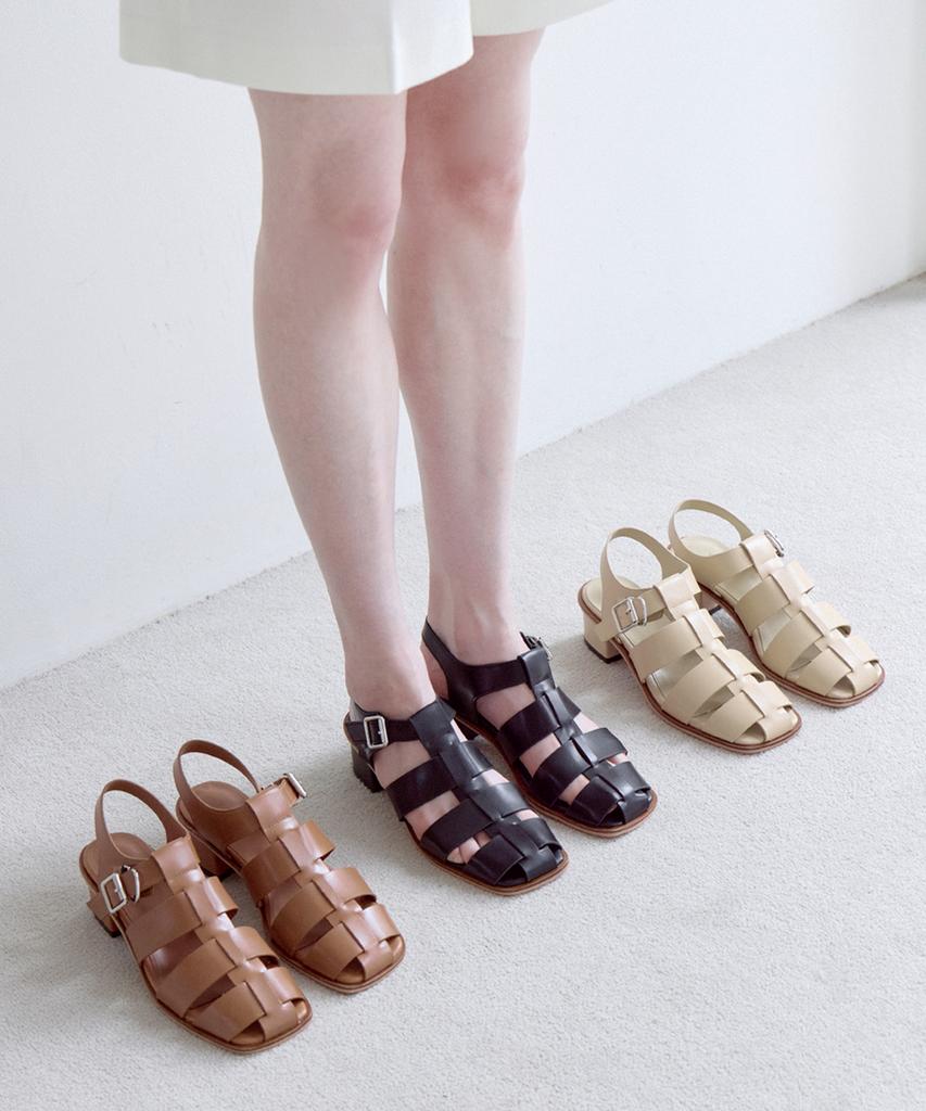 Avispa Carol Square-Toe Slingback Fisherman Sandals_S499_3 Colors_4Cm