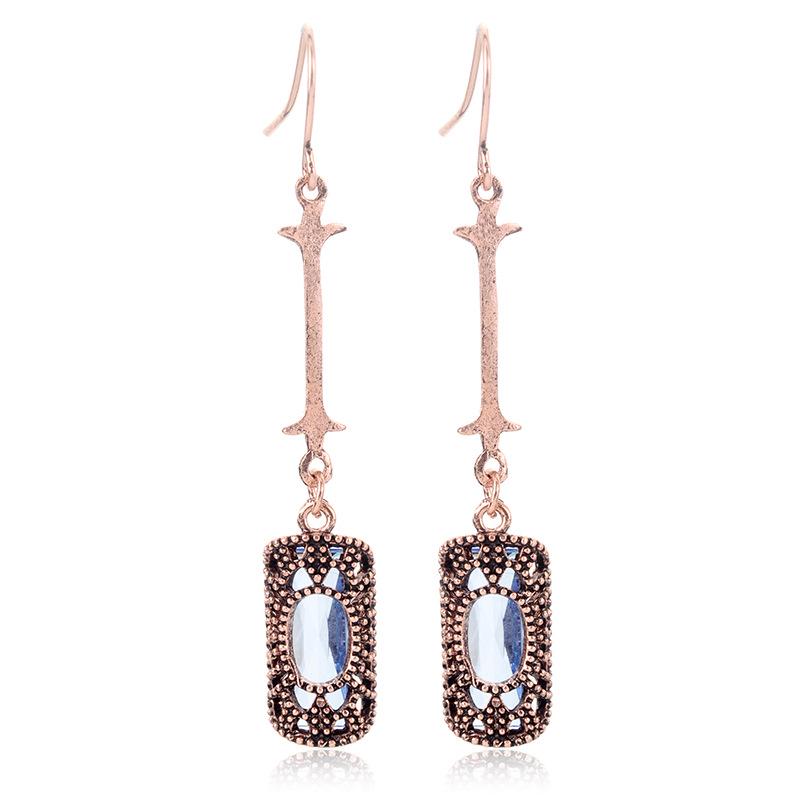 Retro Hollow Crystal Stud Earrings - European  American Fashion Jewelry