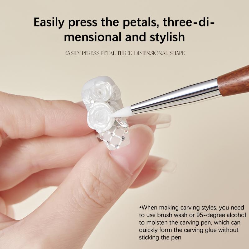 1/5Pcs Double-Ended Silicone Press Pen Flower Painting Brush Nail Supplies Carving Glue Diy Manicure Tips Nail Art Tool