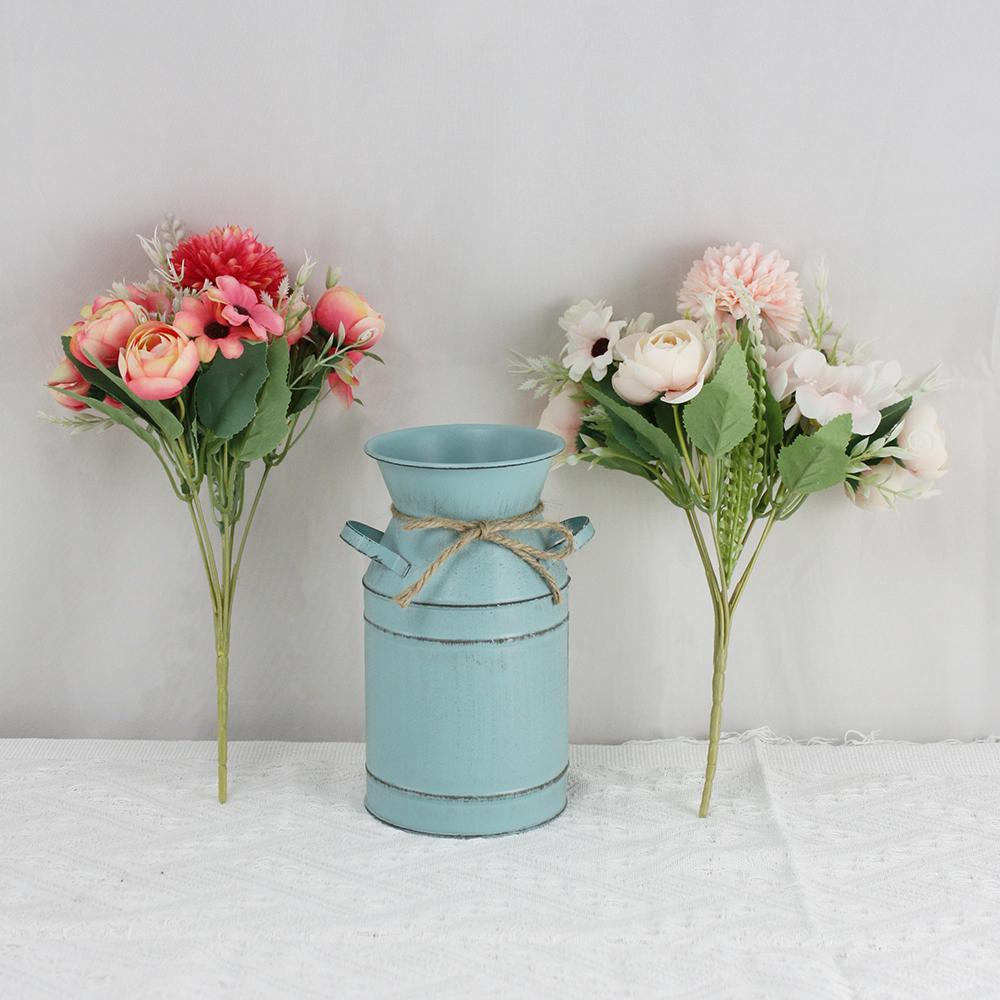 

Набор из 3 предметов, два имитационных букета с ретро-железной вазой для спальни, гостиной, офиса, кабинета, вазы, украшения