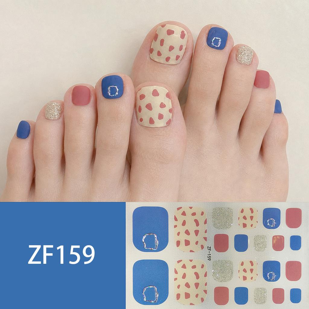 Waterproof Long Lasting ZF 3D Faux Rhinestone Stereo Pattern Full Cover Finished Toe Nail Stickers, Skin Brightening Toenail Decals