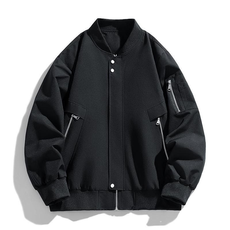 

Модная корейская версия простой городской повседневной куртки для поездок на работу, осенняя новая мужская куртка с бейсбольным воротником 9XL чёрный