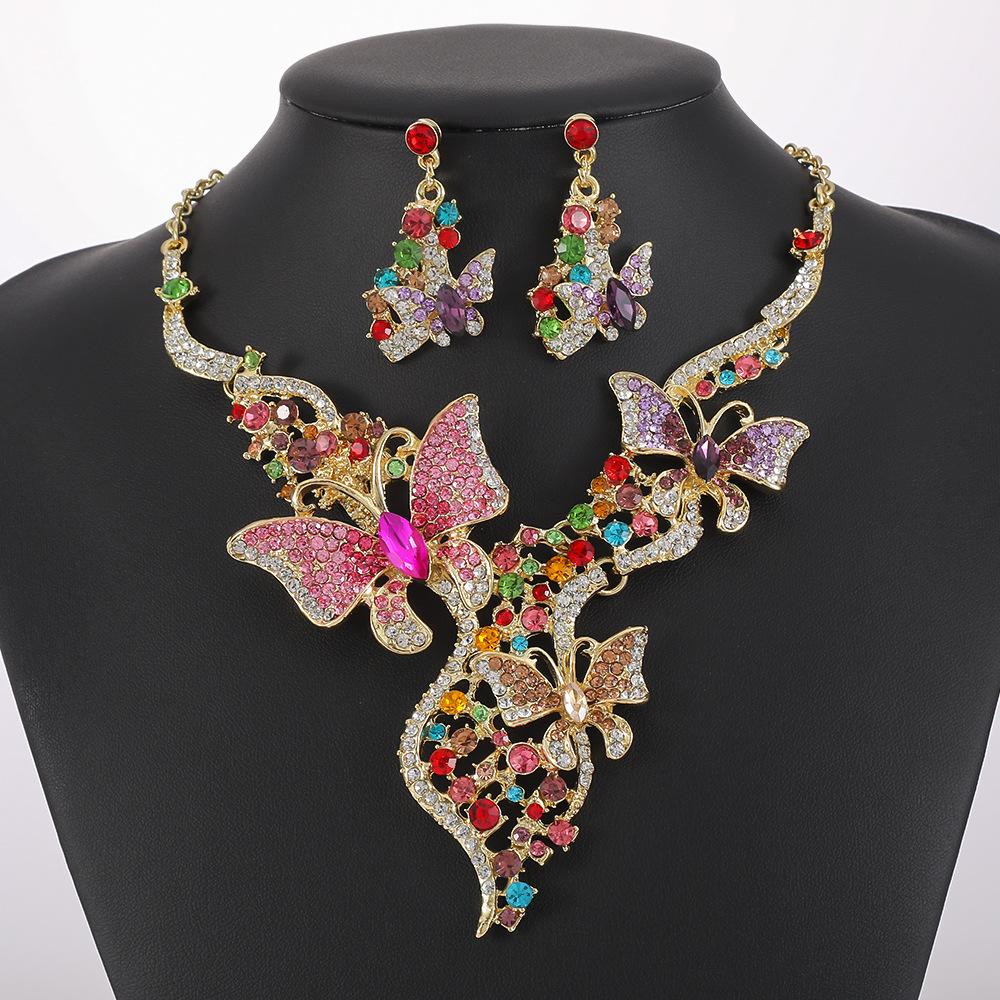 

2026 Necklace Set High-end Butterfly Style Fashion Dress Banquet Accessories Jewelry Women 45CM разноцветный