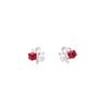 Exquisite Red Rhinestone Floral Square Stud Earrings for Women Girls Fashion Sweet Luxury Dangle Earrings Jewelry Accessories