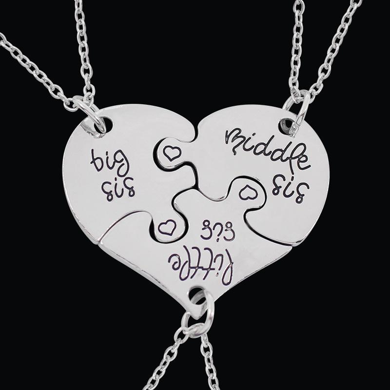 Multi-Person Diamond Heart & Letter Necklace for Girlfriends