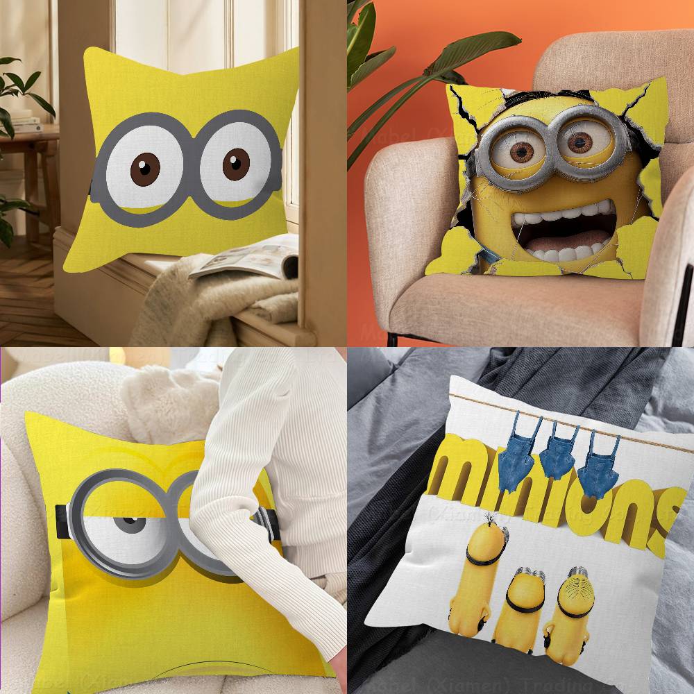 Cartoon M-Minions Cute Funny Pillow Cushion Cover Pillowcase Living Room Sofa Home Decor Customized