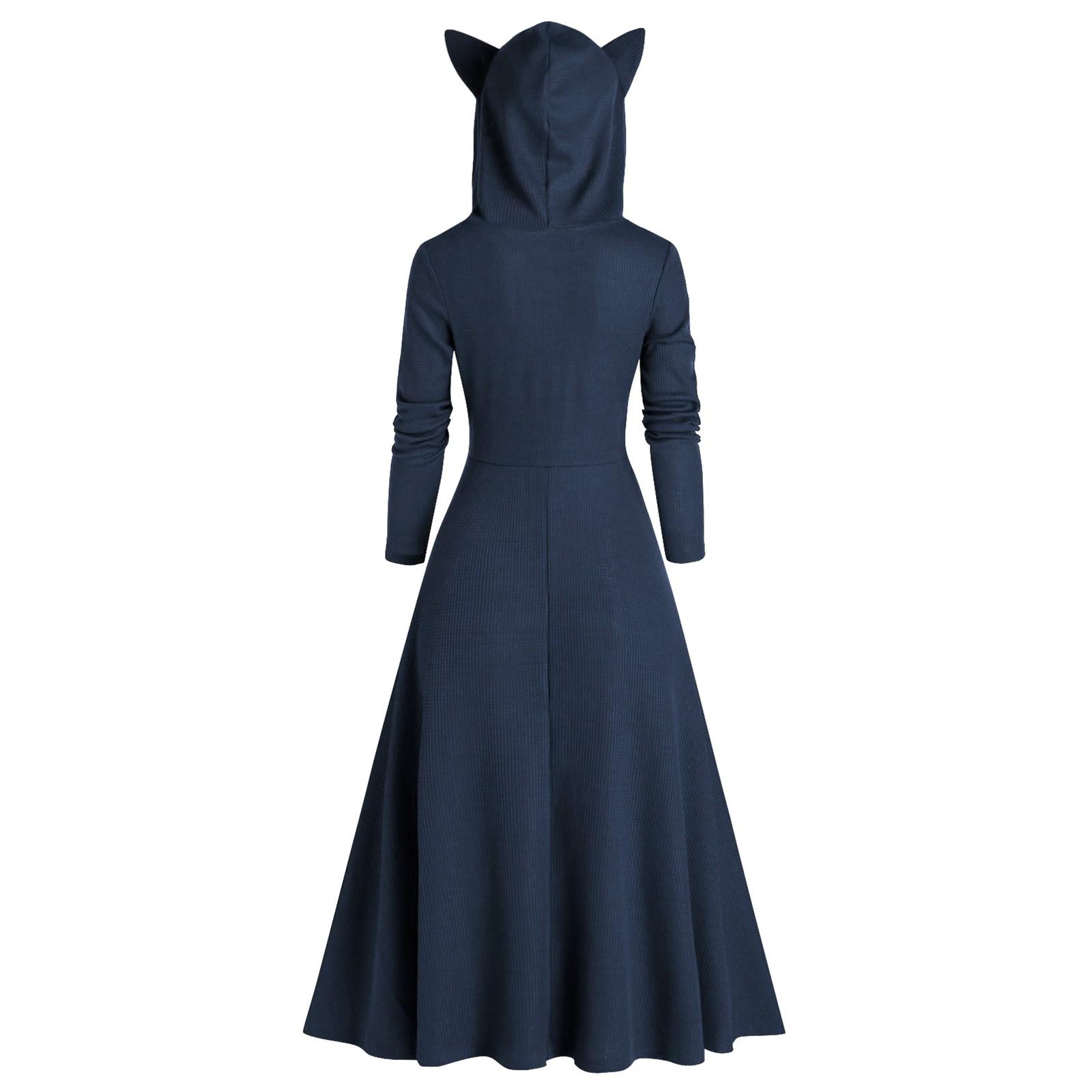 

Женские кошачьи уши с капюшоном больших размеров, винтажный плащ, высокий низкий свитер, блузка, топы синий