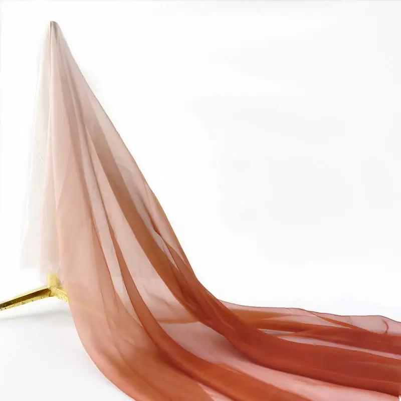 30D Szyfon Tencel Kolor Gradientowy Cienka Tkanina Ubrania Sceniczne Sukienki Koszule DIY Dekoracja Domu 100x150cm