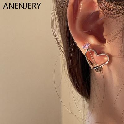 Pendientes de corazón recortados a la moda para mujer, joyería, pendientes de plata, regalos de compromiso para parejas de bodas