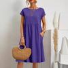 Fashion Summer OL Temperament Women's Clothing Cotton and Linen Round Neck A-shaped Skirt Large Size Loose Dress