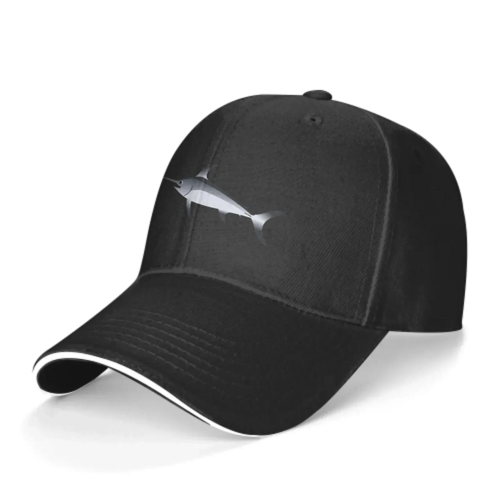 Adjustable Fashion Wild Caps Swordfish Print Washed Sandwich Caps Sports Outdoor Baseball Hat Adjustable