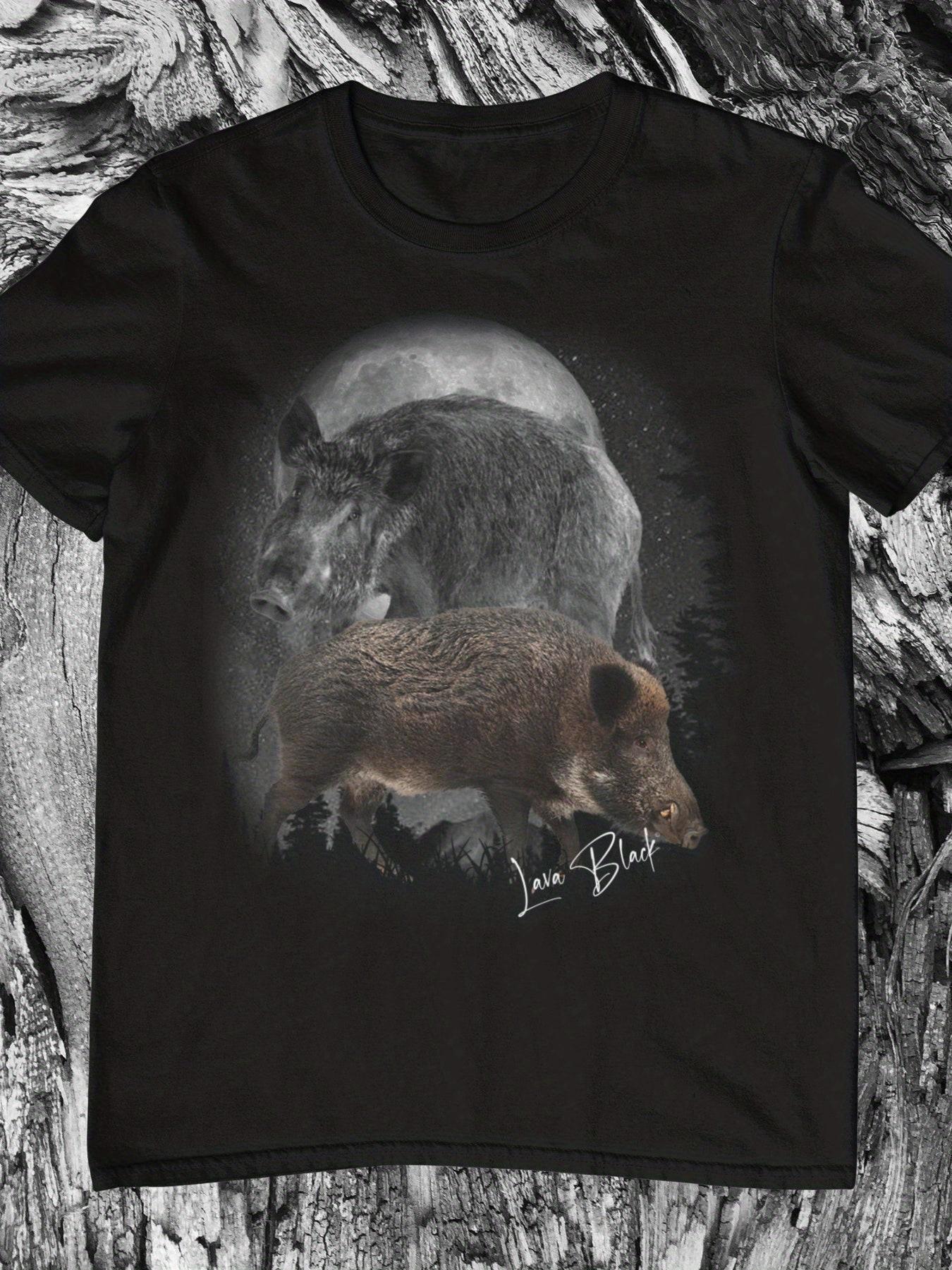 Wild Boar and Bear Pattern - Crew Neck | Iconic Animal-Inspired Design XXXL
