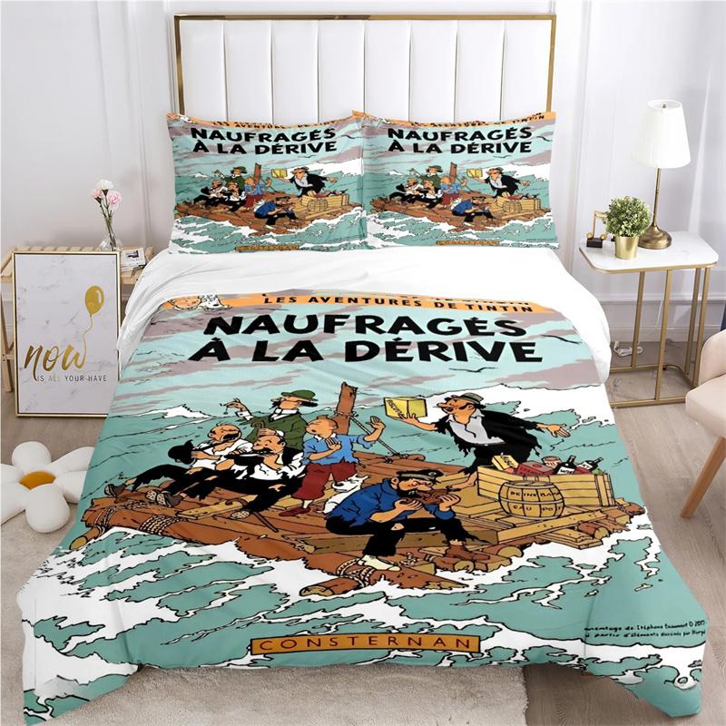 Cute T-Tintines Cartoon Funny All Season Duvet Cover Bedding Sets Soft Quilt Cover and Pillowcases Teen Single/Double/Queen/King