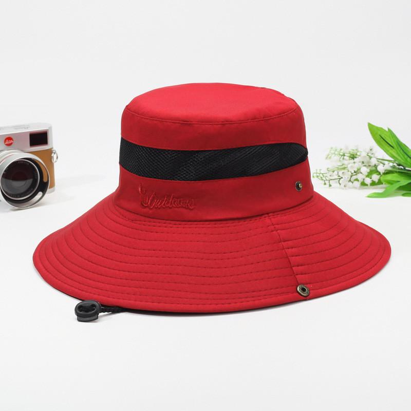 

Summer Sun Hat With Large Brim And Letter Embroidery For Mens Outdoor Sports And Travel Burgundy